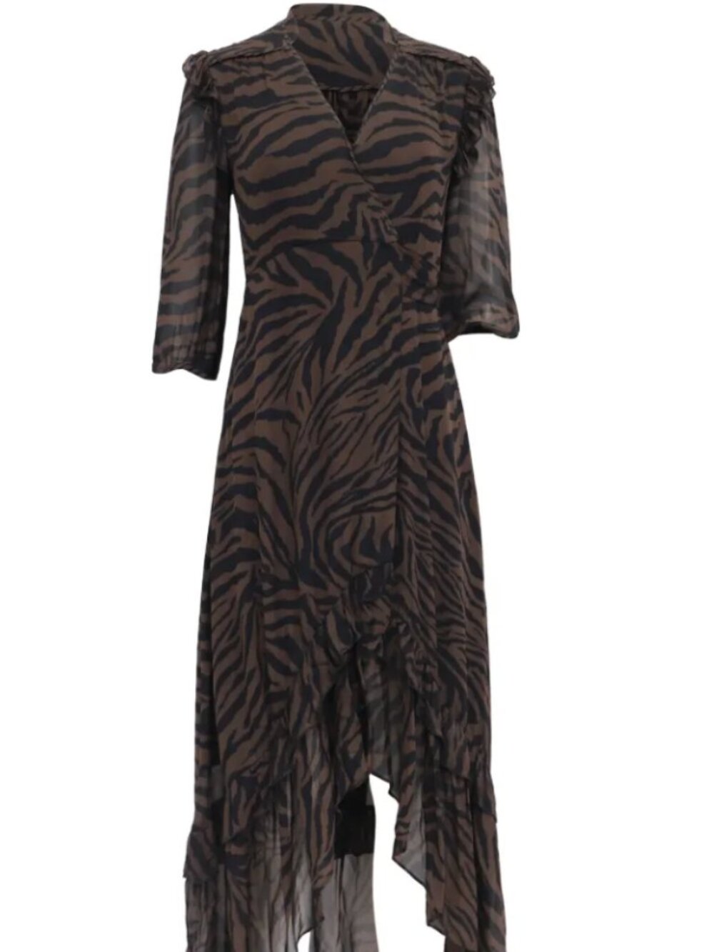 BA&SH zebra-print wrap maxi dress - brown & black - Picture 1 of 4